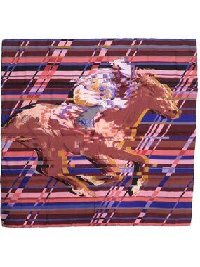 Hermes Carre 90 Photo Finish Silk Brown Purple Pink Scarf